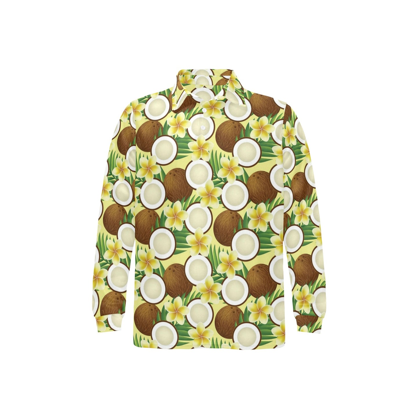 Coconut Pattern Print Design CN02 Long Sleeve Polo Shirt For Men's