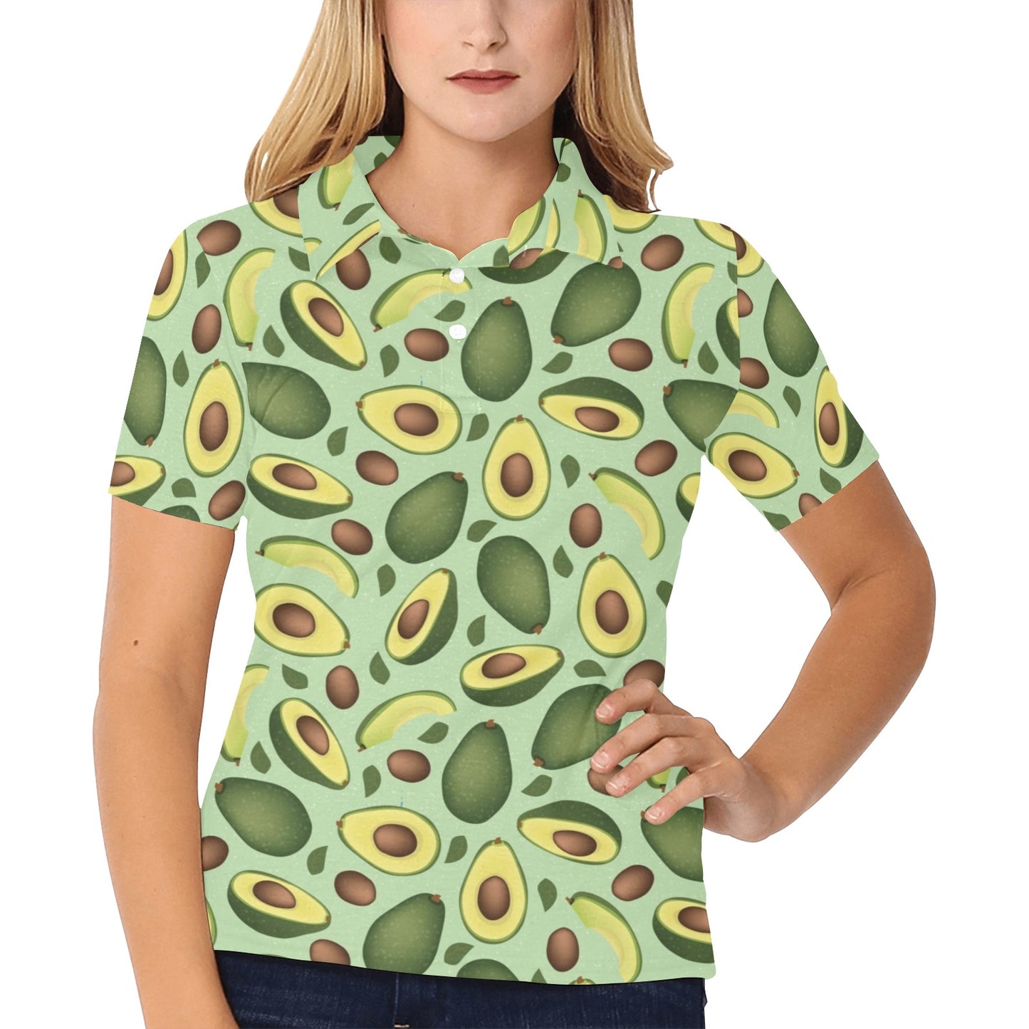 Avocado Pattern Print Design AC01 Women's Polo Shirt