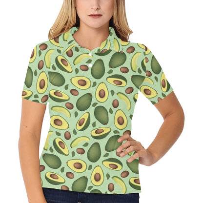 Avocado Pattern Print Design AC01 Women's Polo Shirt