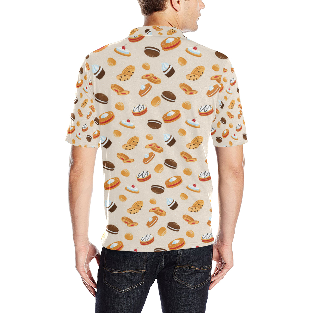 Biscuit Pattern Print Design 01 Men Polo Shirt
