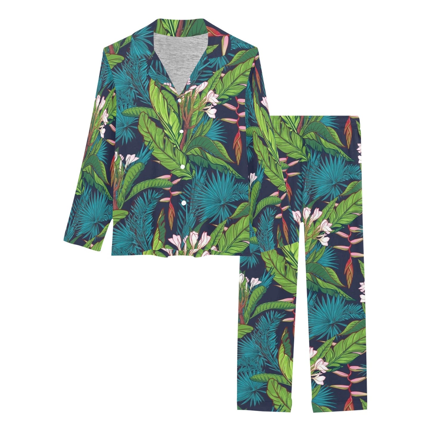 Rainforest Pattern Print Design RF01 Women's Long Pajama Set