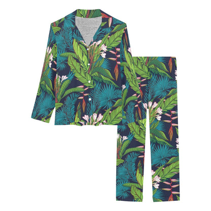 Rainforest Pattern Print Design RF01 Women's Long Pajama Set