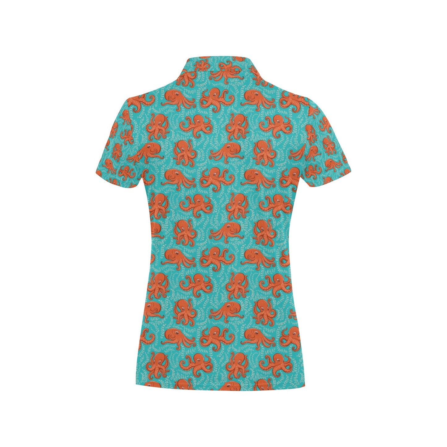 Octopus Cartoon Design Print Themed Women's Polo Shirt