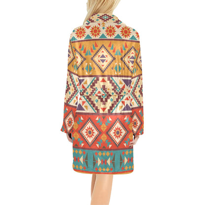 Navajo Pattern Print Design A01 Women's Fleece Robe