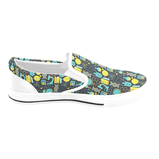 Science Print Design LKS301 White Slip Ons Canvas Women's Shoes