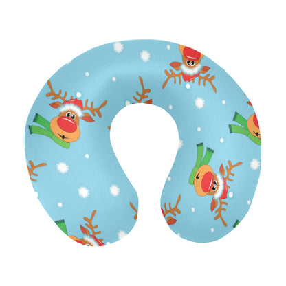 Reindeer cute Pattern Print Design 02 U-Shaped Travel Neck Pillow