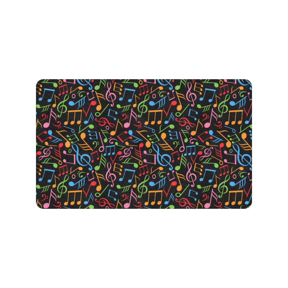 Music Note Colorful Themed Print Rubber Doormat