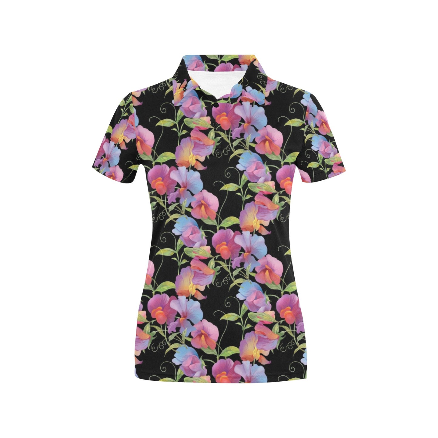 Peony Pattern Print Design PE012 Women's Polo Shirt