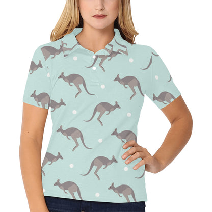 Kangaroos Pattern Print Design 04 Women's Polo Shirt