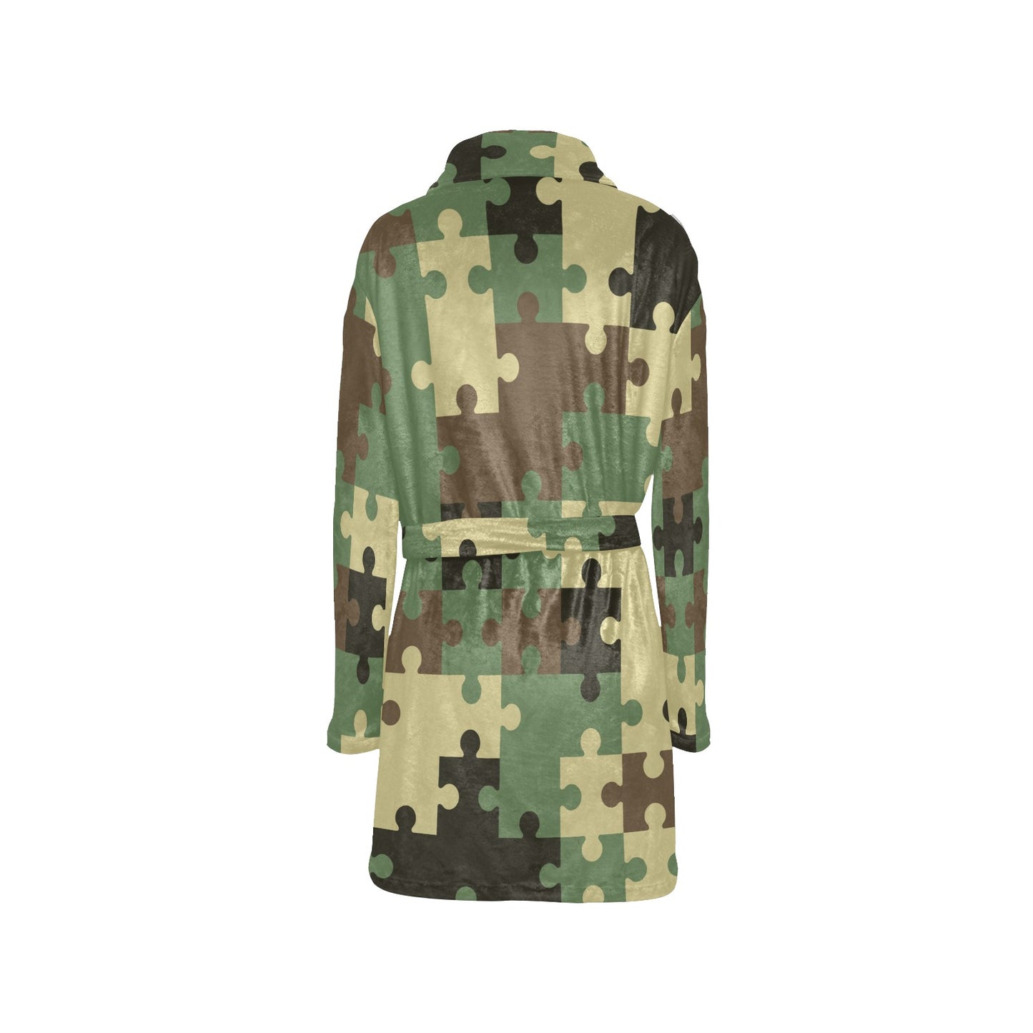Puzzle Camo Pattern Print Design A03 Women's Fleece Robe