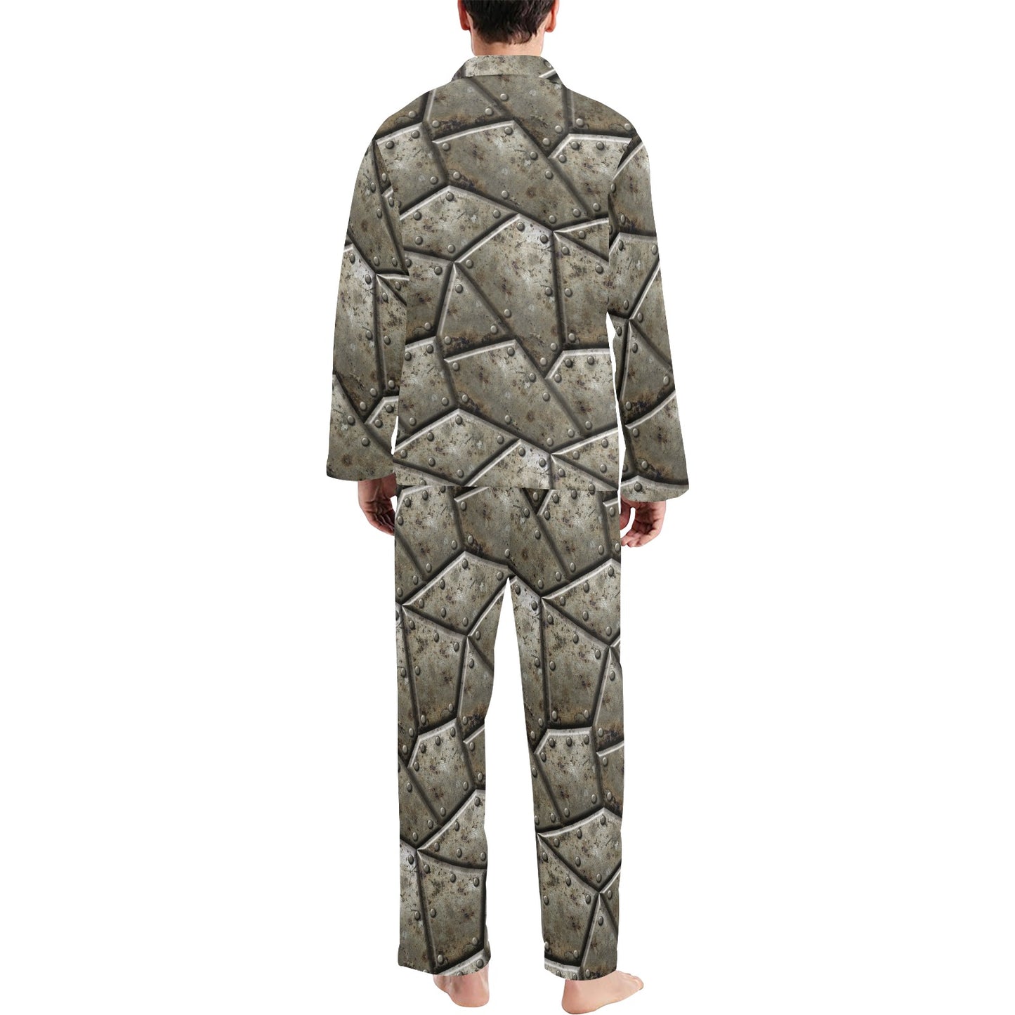 Armor Pattern Print Design 01 Men's Long Pajama Set
