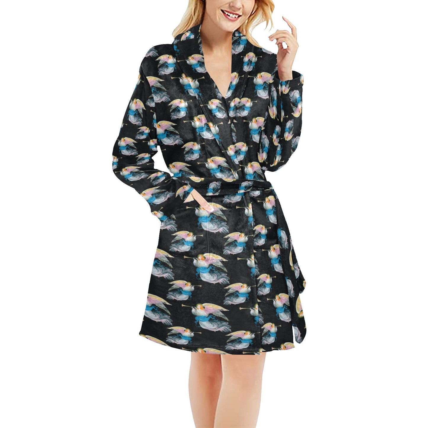 Angel with Wings Beautiful Design Print Women's Fleece Robe