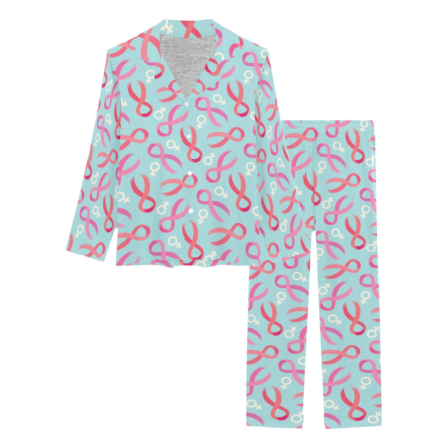 Breast cancer Pattern Print Design 03 Women's Long Pajama Set