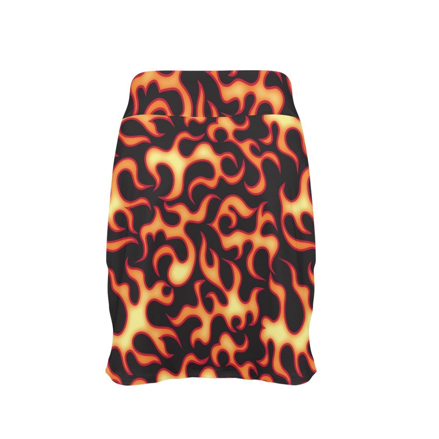 Flame Fire Themed Print Women's Golf Skirt with Pocket