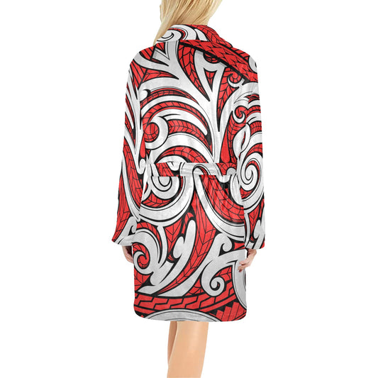Maori Polynesian Themed Design Print Women's Fleece Robe