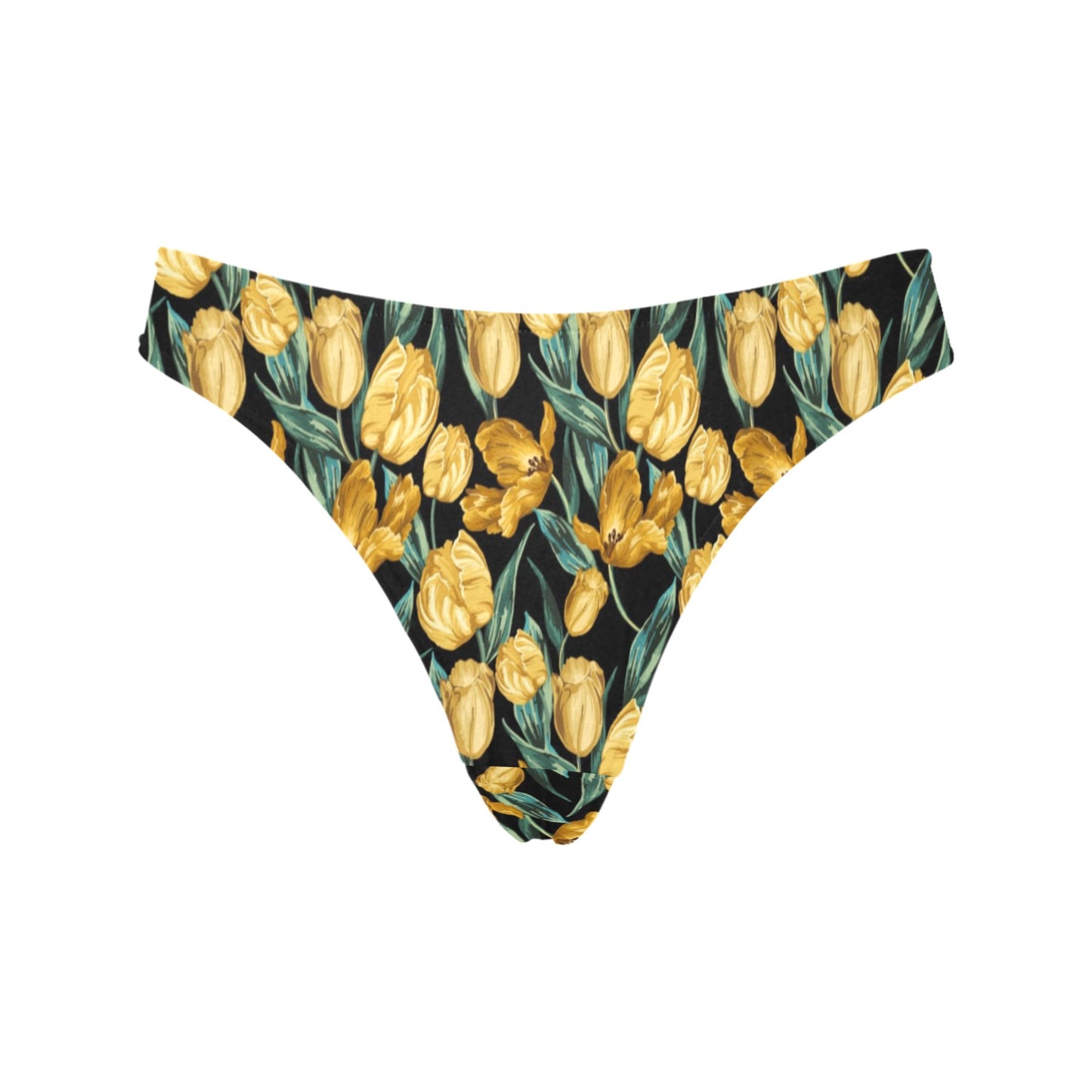 Elegant Yellow Tulip Print Women's Thongs