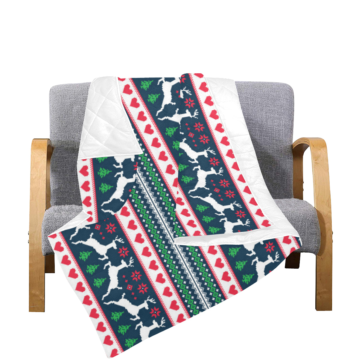 Reindeer Pattern Print Design 03 Premium Quilt