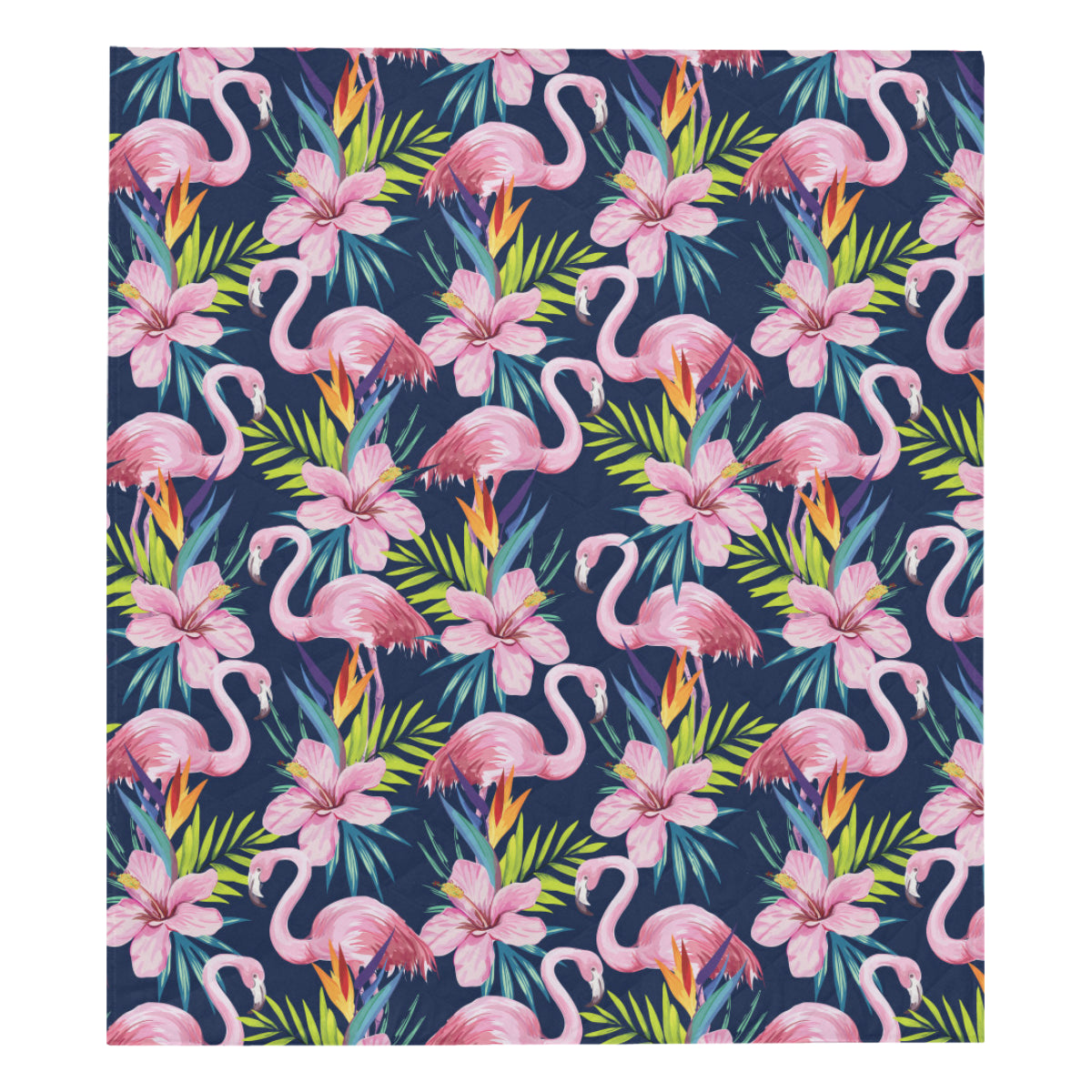 Flamingo Hibiscus Print Premium Quilt