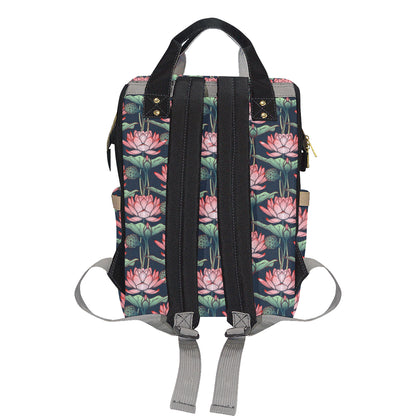 Water Lily Pattern Print Design WL03 Diaper Bag Backpack