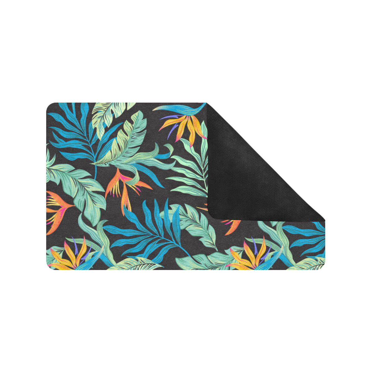 Tropical Palm Leaves Hawaiian Flower Rubber Doormat