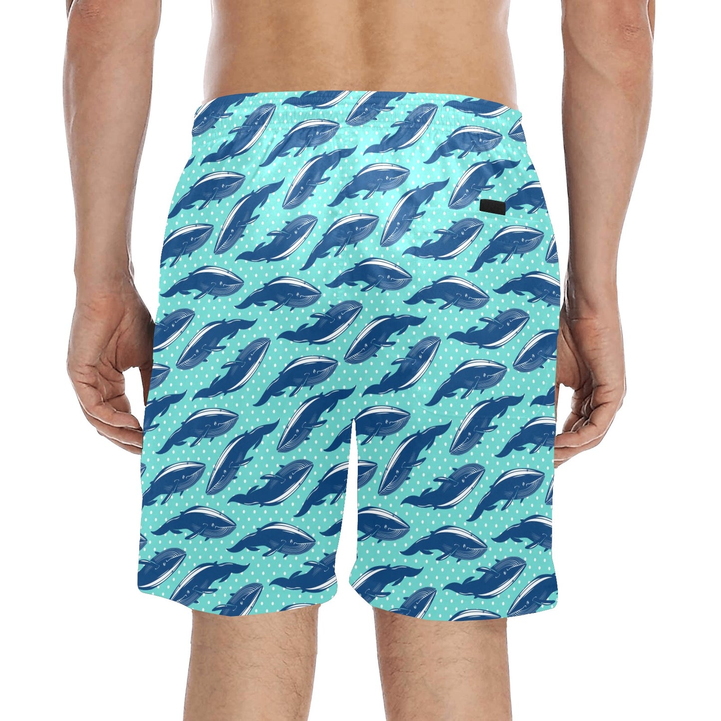 Whale Polka Dot Design Themed Print Men's Swim Trunks Beach Shorts