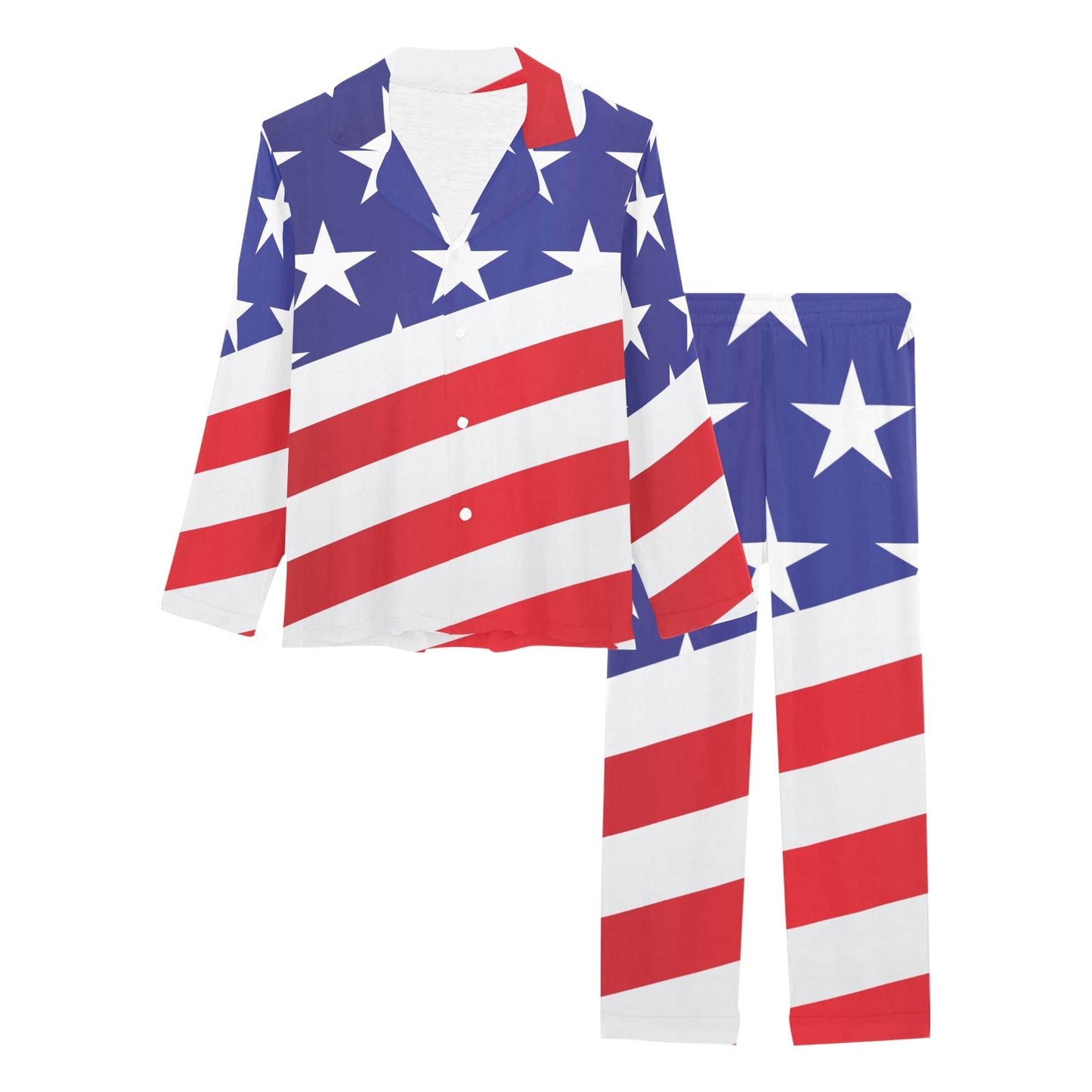 American flag Print Women's Long Pajama Set