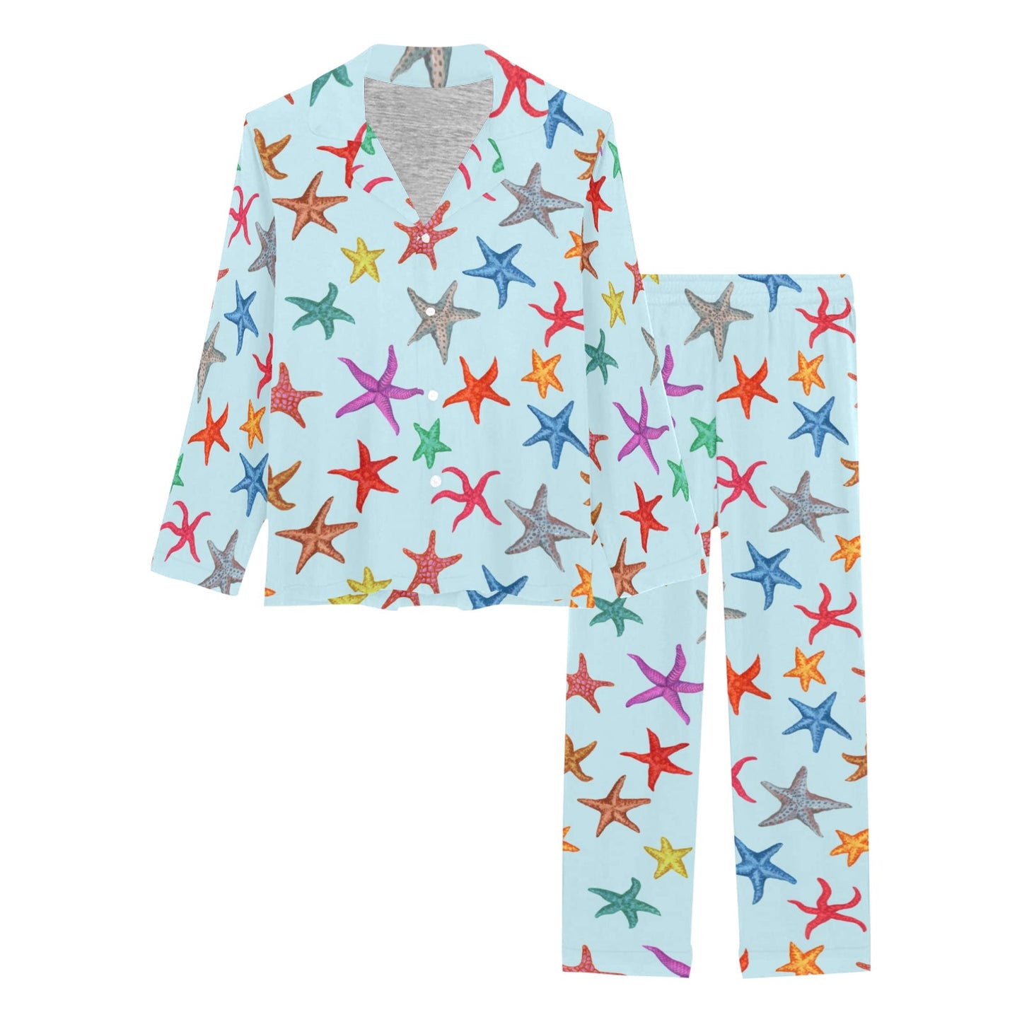 Starfish Print Design LKS402 Women's Long Pajama Set