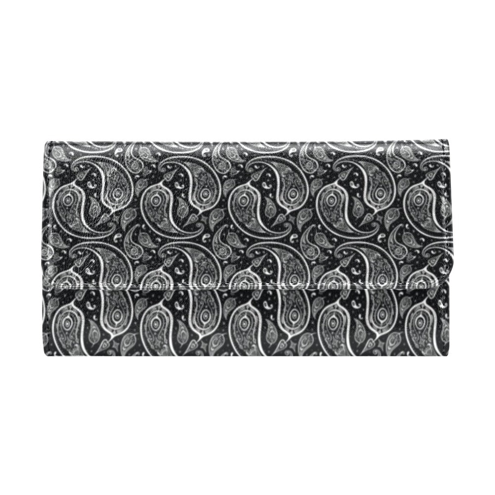 Paisley Black Design Print Women's Trifold Wallet