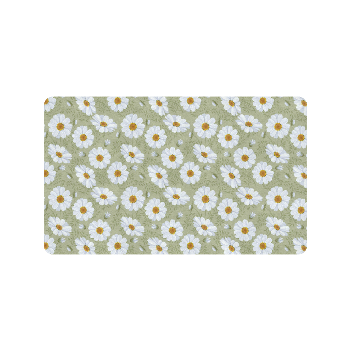 Daisy Yellow Print Pattern Rubber Doormat