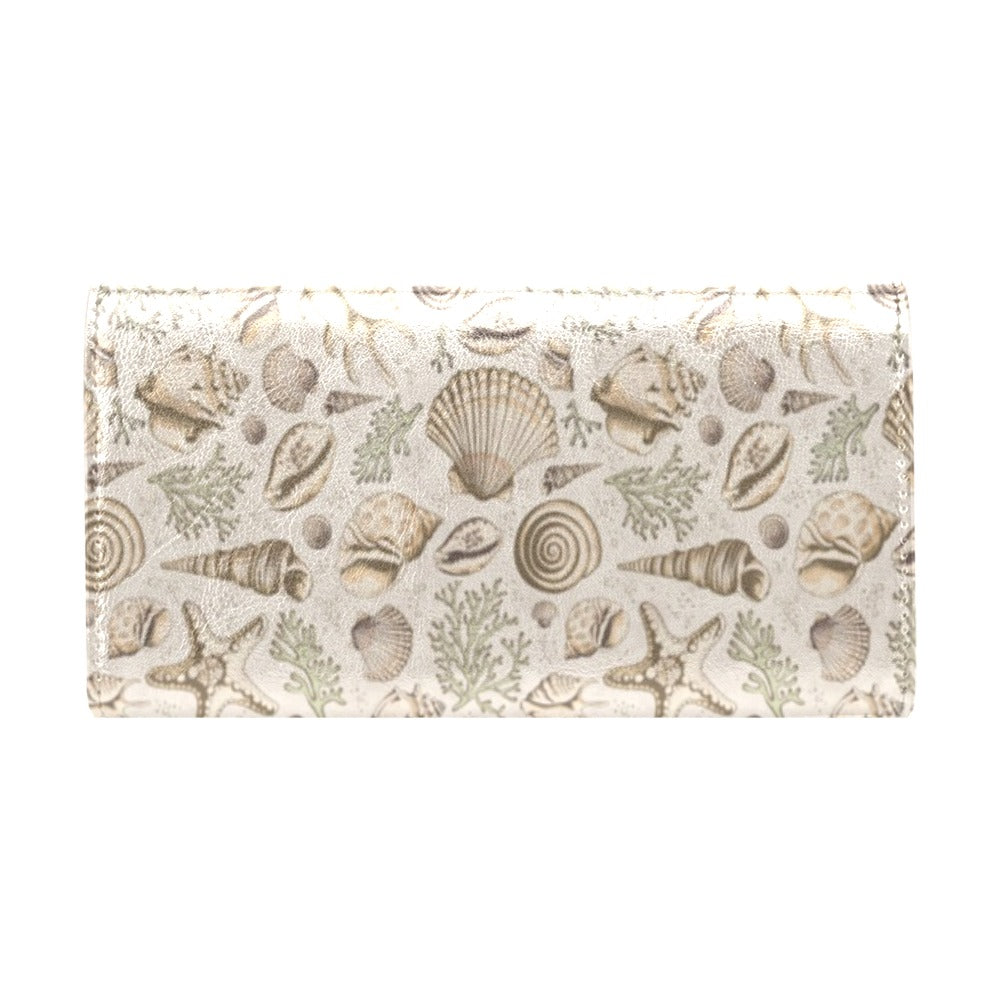 Seashell Print Design LKS304 Women's Trifold Wallet