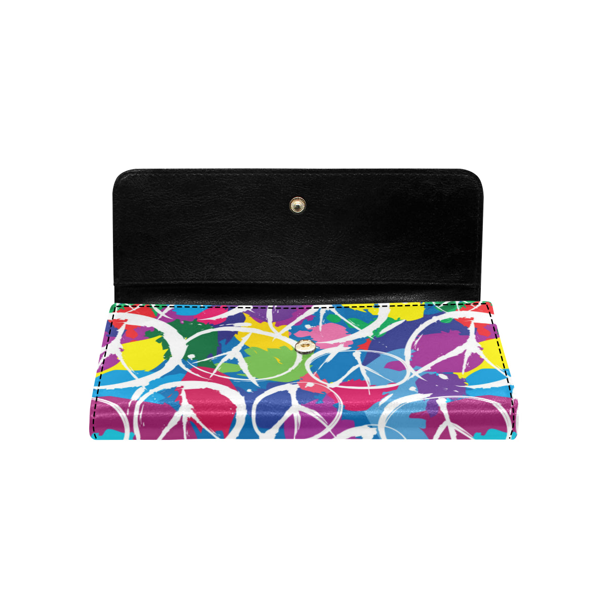 Peace Sign Colorful Pattern Print Design A02 Women's Trifold Wallet
