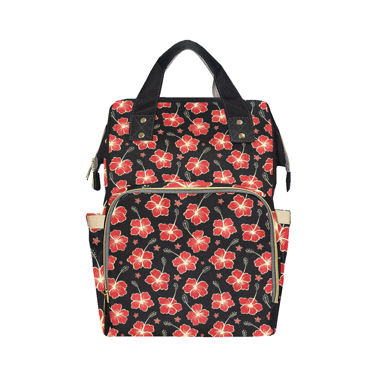 Red Hibiscus Pattern Print Design HB021 Diaper Bag Backpack