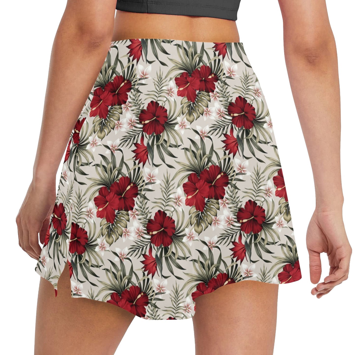 Hibiscus Print Design LKS3011 17" Golf & Pickleball Skort with Pockets