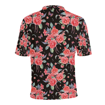 Camellia Pattern Print Design CM03 Men Polo Shirt