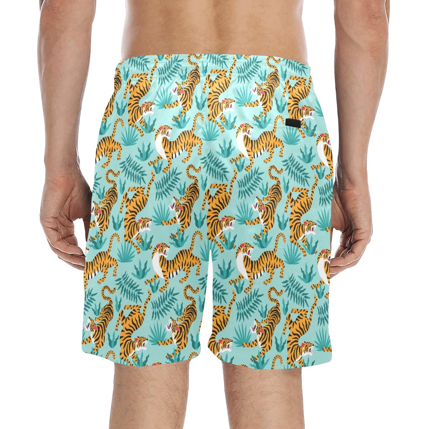 Tiger Print Design LKS304 Men's Swim Trunks Beach Shorts