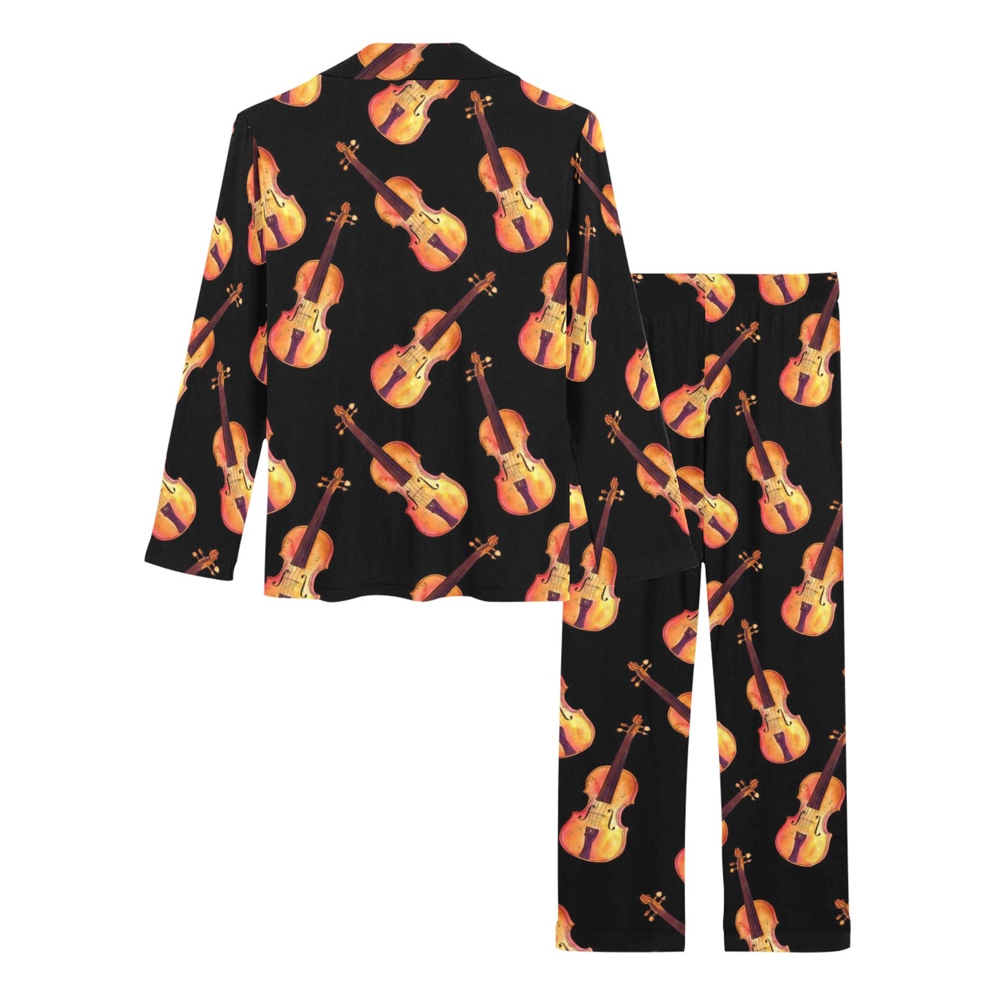 Violin Pattern Print Design 04 Women's Long Pajama Set