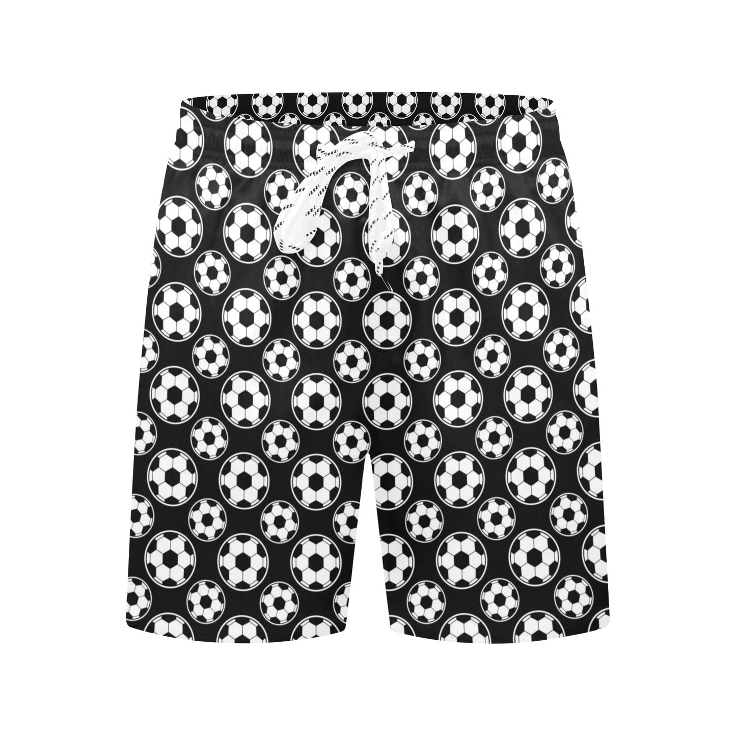 Soccer Ball Black Print Pattern Men's Swim Trunks Beach Shorts