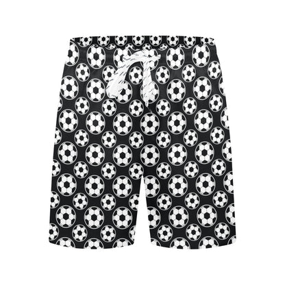 Soccer Ball Black Print Pattern Men's Swim Trunks Beach Shorts