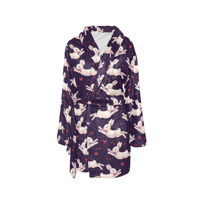 Rabbit Pattern Print Design RB016 Women's Fleece Robe