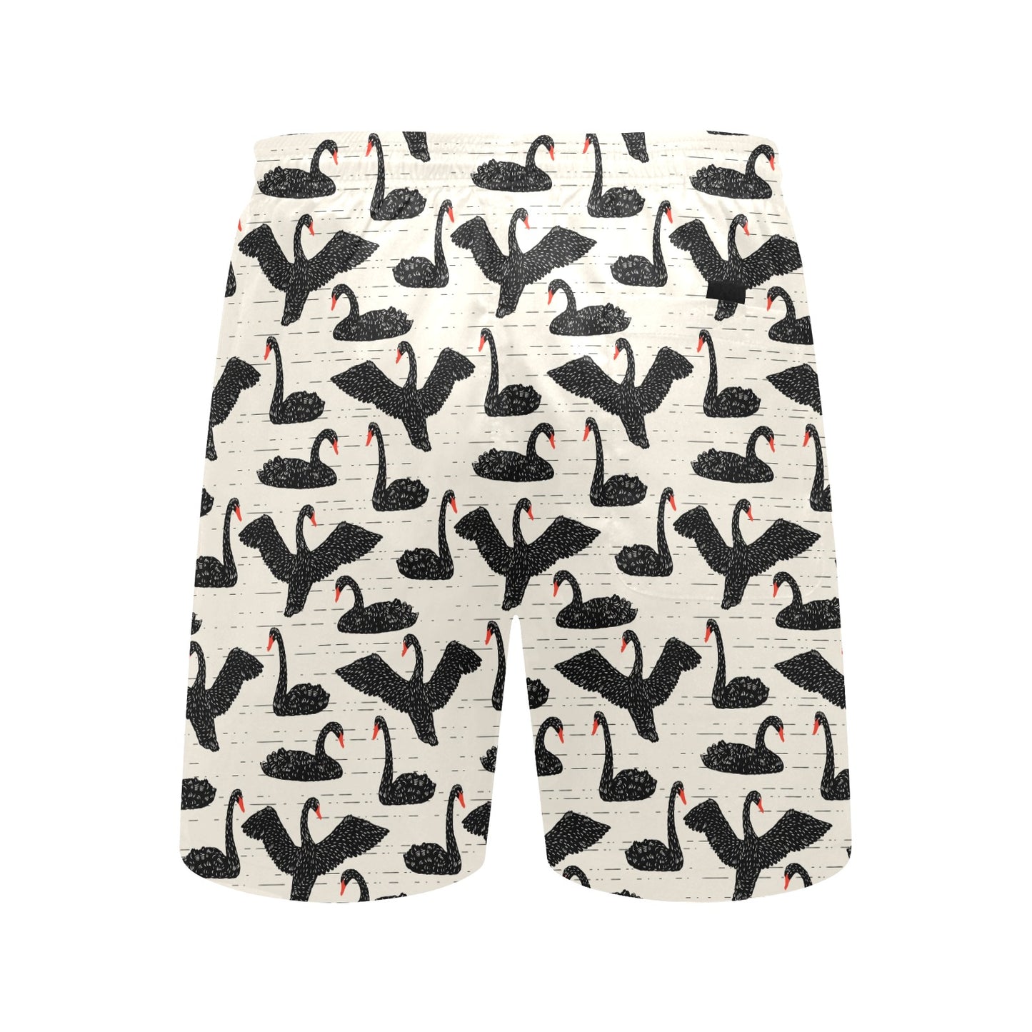 Swan Print Design LKS402 Men's Swim Trunks Beach Shorts