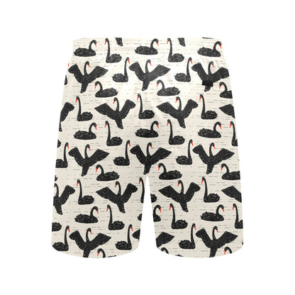 Swan Print Design LKS402 Men's Swim Trunks Beach Shorts