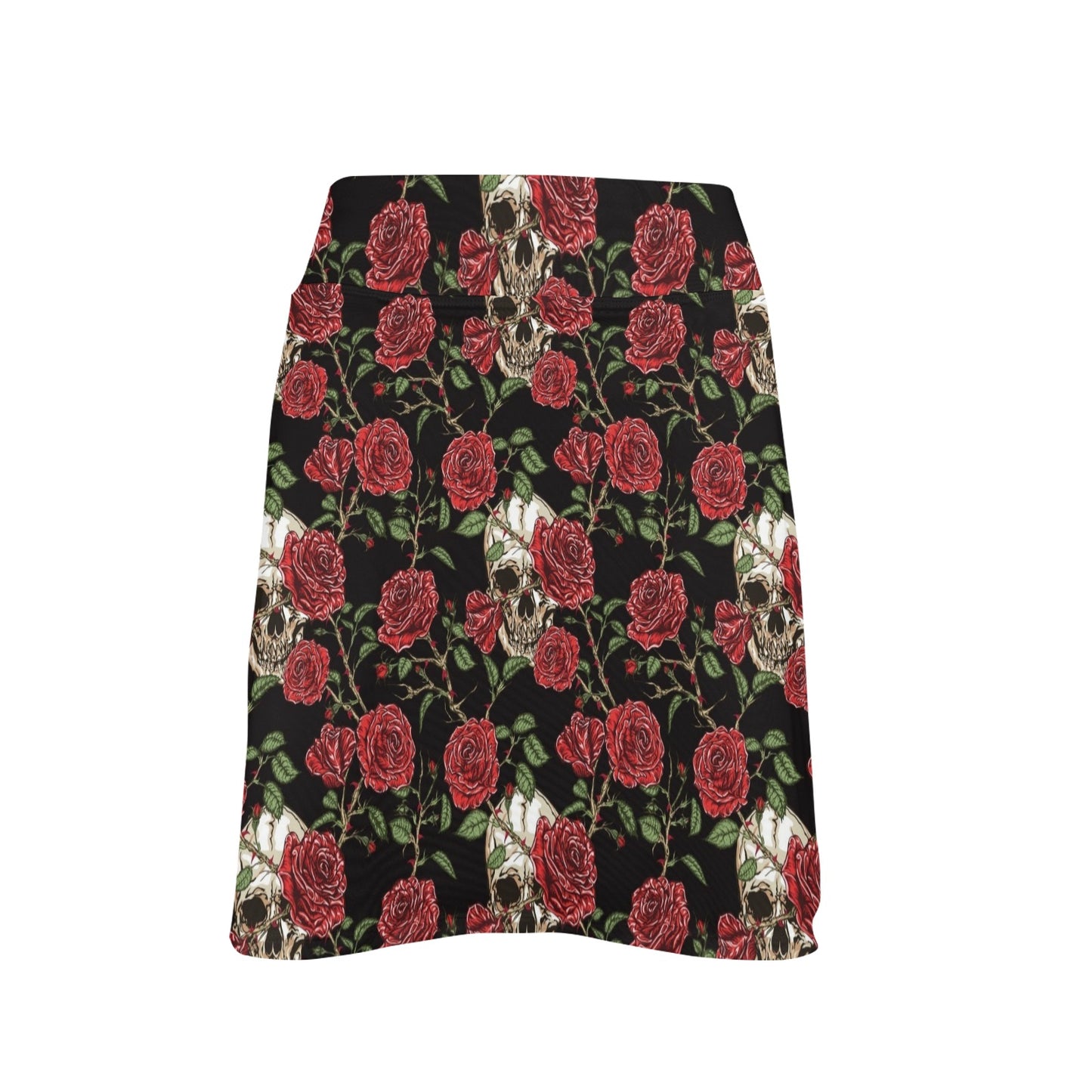 Skull And Roses Print Design LKS303 17" Golf & Pickleball Skort with Pockets