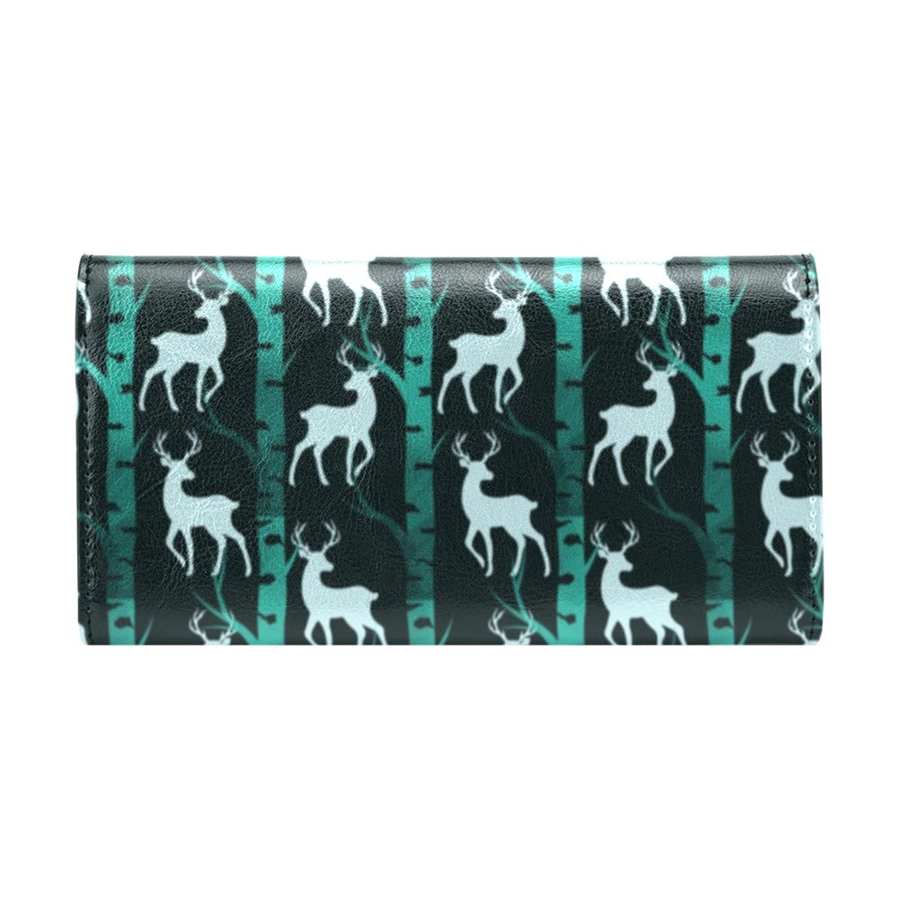 Deer Jungle Print Pattern Women's Trifold Wallet