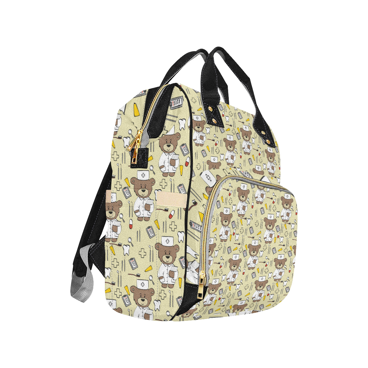 Nurse Bear Pattern Print Design A02 Diaper Bag Backpack