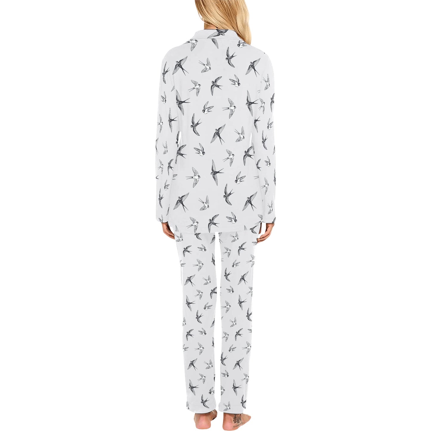 Swallow Bird Pattern Print Design 04 Women's Long Pajama Set
