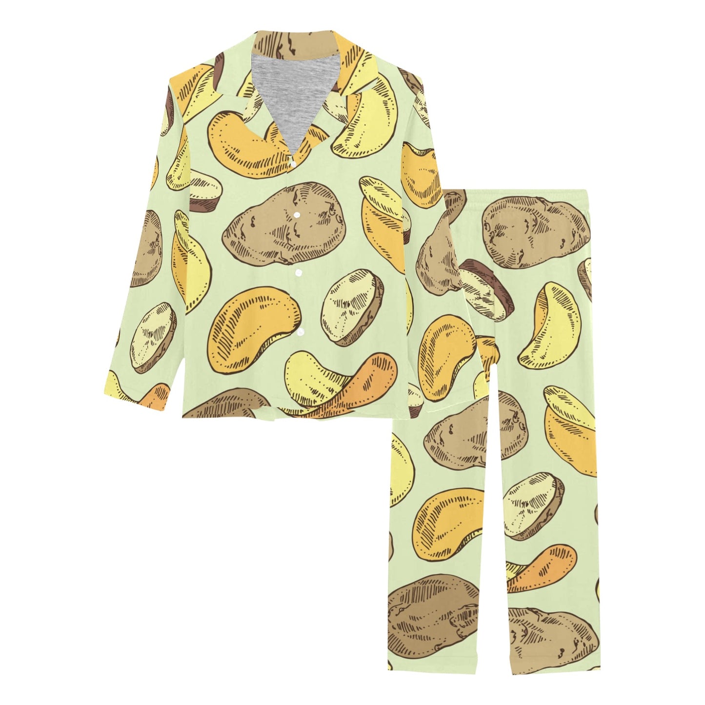 Potato Pattern Print Design A03 Women's Long Pajama Set