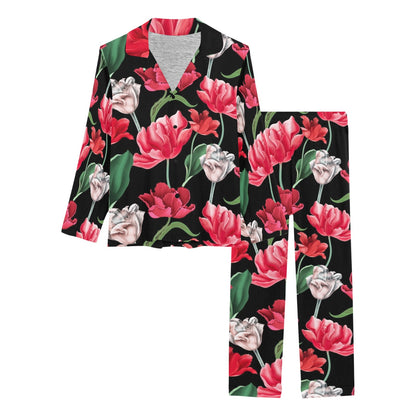 Tulip Pattern Print Design TP08 Women's Long Pajama Set
