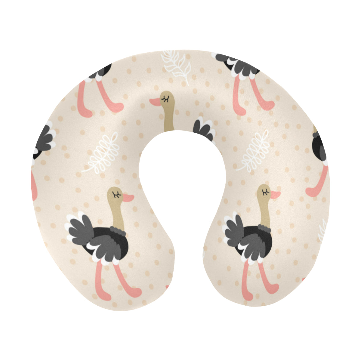 Ostrich Pattern Print Design 02 U-Shaped Travel Neck Pillow