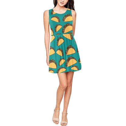 Taco Pattern Print Design TC07 Sleeveless Dress