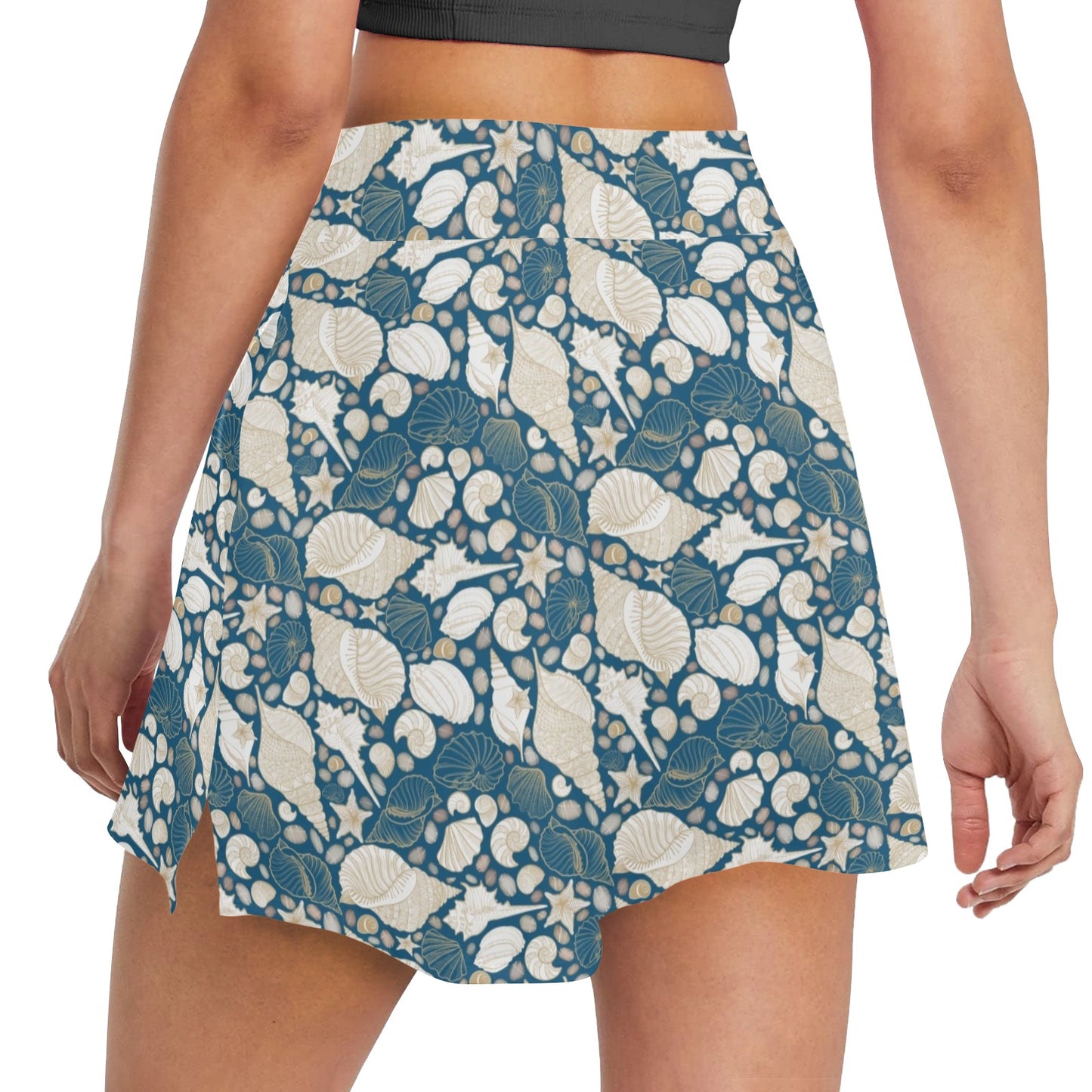 Seashell Print Design LKS308 17" Golf & Pickleball Skort with Pockets